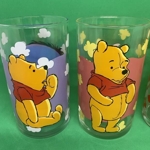 Disney Winnie the Pooh & Friends Drinking Glass Lot of 4 Eeyore Piglet Rabbit - Picture 4 of 10